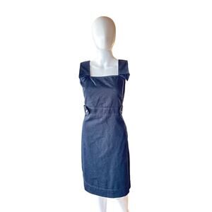 London Style Women’s Black Sheath Dress Size 12 Square Neck Sleeveless